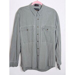 Browning‎ Super Naturals Snap Button Shirt Mens L Green Long Sleeve Khaki Cotton